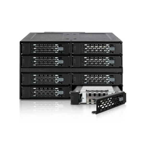 Icy Dock ToughArmor MB508SP-B 8-fack Rugged Backplane Cage för 2,5” SATA/SAS SSD/HDD, för 2 externa 5,25” fack