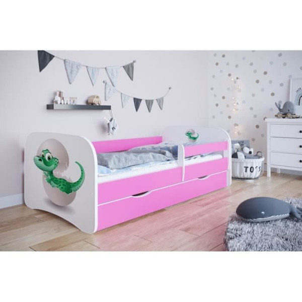 Kocot Kids Cot Babydreams rosa, dino utan låda, utan madrass 160/80 - 5903271952816 Rosa