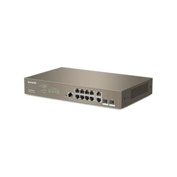Tenda Managed Gigabit Ethernet Switch, Web Managed Switch, 10 10-100-1000 Base-T Ethernet-portar, 2 1000 Base-X SFP 10-10 portar