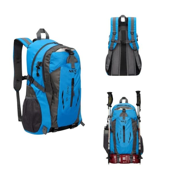 Ryggsäck - NILS CAMP - Valley 40L - Vattentålig - Ventilationssystem - Ergonomisk blå