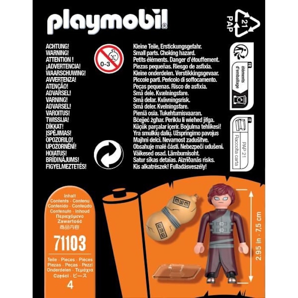 PLAYMOBIL Gaara Figure, Naruto Shippuden, 8 stycken, från 5 år och uppåt Flerfärgad