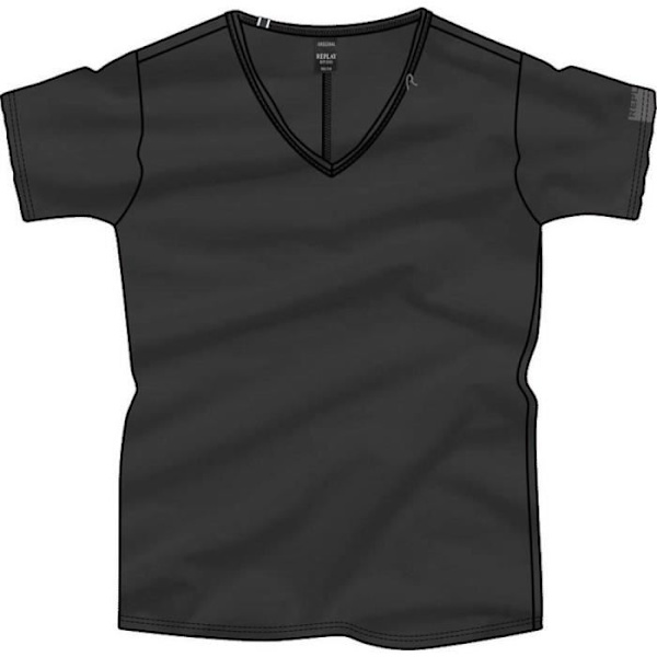 Herr t-shirt REPLAY M3591 - V-ringad - Tryckt logotyp - Svart Svart jag