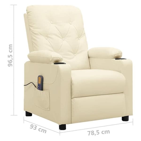 vidaXL Liggande massagestol Cream konstläder