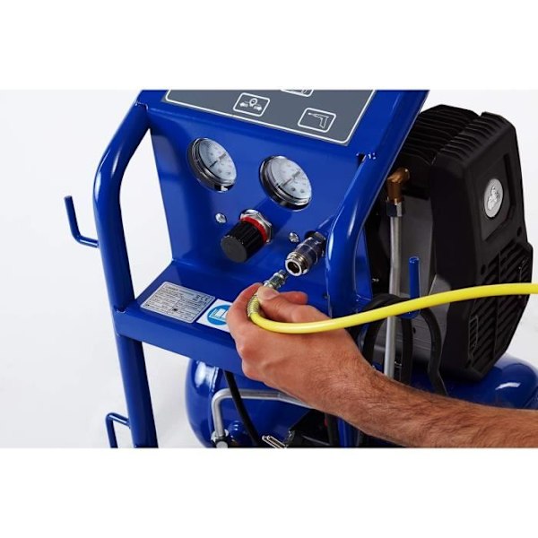 Tyst luftkompressor Michelin MBN10 - 10 liters tank - oljefri - motor 0.75 hk - maximalt tryck 9 bar - luftflöde