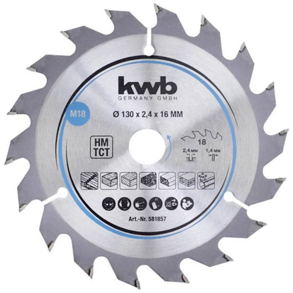 kwb 581857 Cirkelsågblad i hårdmetall 130 x 16 mm 1 st(n)