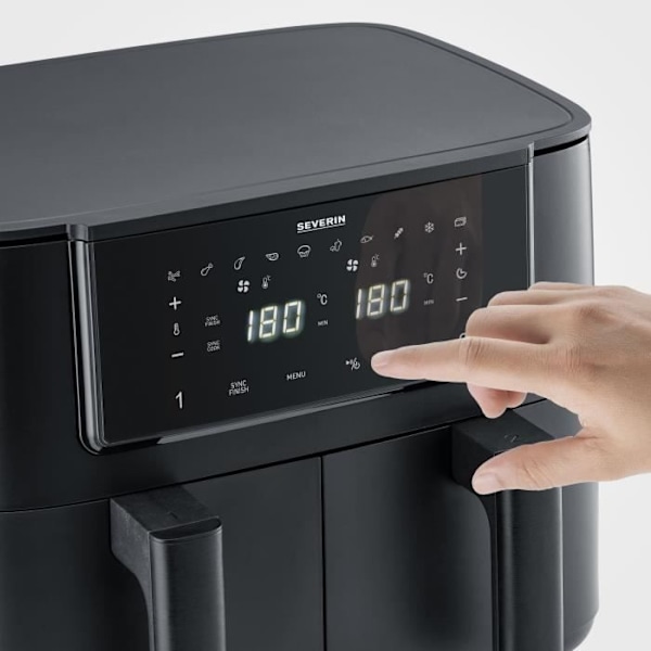 Luftfritös - SEVERIN - Airfryer FR2463 - Kapacitet 8 L - Dubbelkammare - 10 program - 2600 W Svart