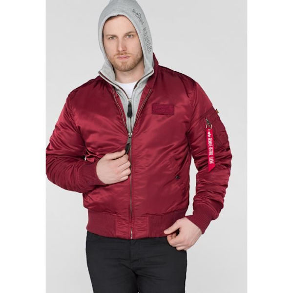 Jacka - Alpha Industries - MA-1 D-Tec - Bordeaux - Långärmad - Huva Bordeaux M