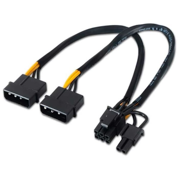 OCIODUAL Aisens A131-0165 Dubbel Molex PCIe grafikkort Strömkabel 4-stift till 6+2-stift PCI Express PC-adapter