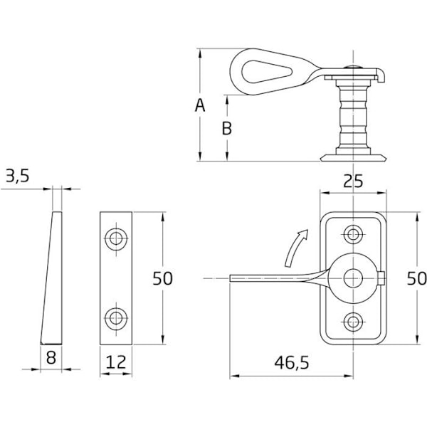 Amig - 14352 - Hasp 12 mässing