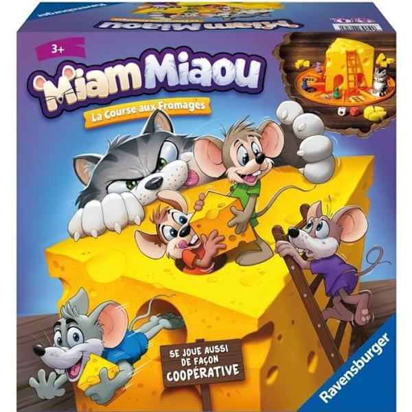 Brädspel - Ravensburger - Miam Miaou - Ostloppet - Barn 3 år - 2 till 4 spelare Flerfärgad