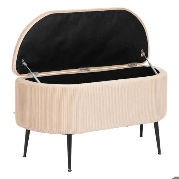 Banc coffre velours Solaro beige 100x40cm beige