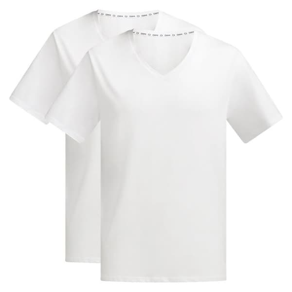 2-pack Andningsbara T-shirts V-ringad Gots Good[] Herr Vit XXL