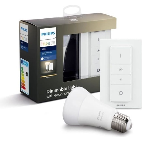 PHILIPS HUE Bluetooth-belysningssats - E27 - 9,5 W - Vit (Kommer med glödlampa och fjärrkontroll)