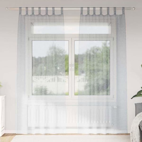 Gardiner i voile - vidaXL - Mörkgrå - Polyester - 260x140 cm - 2 stycken - Utvändig montering Mörkgrå