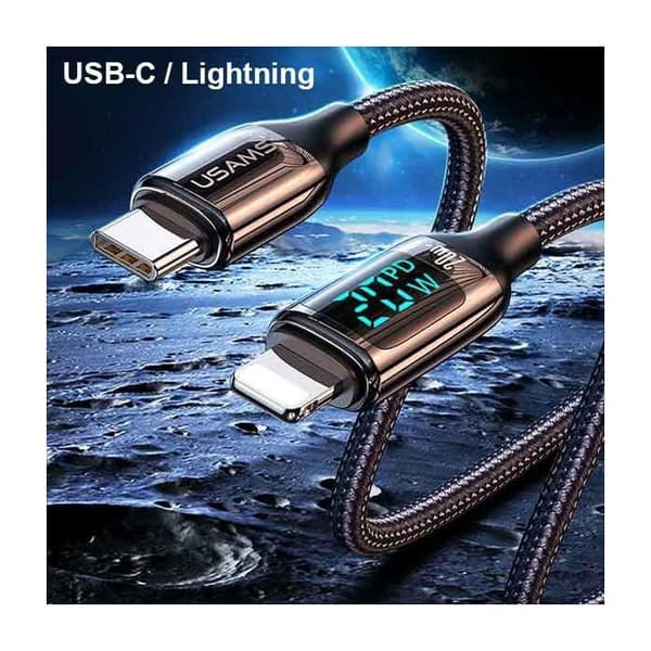 USAMS USB-C till Lightning-kabel 1,2 m, 20 W, snabbladdning, vit