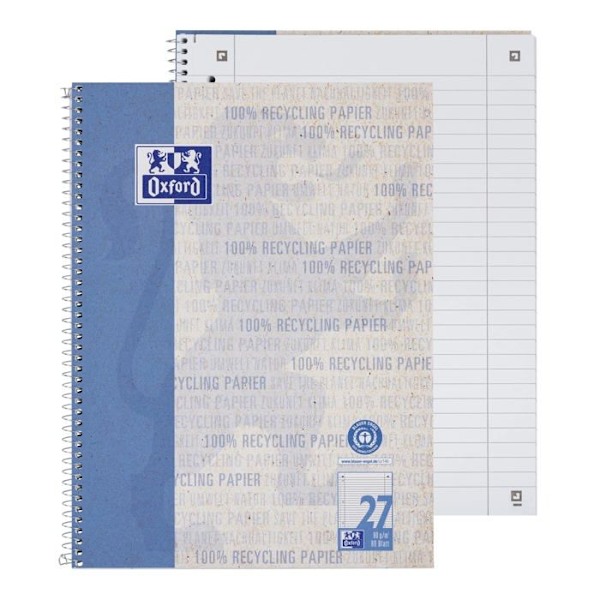 Oxford Notebook - 400164695 - Set med 3 fodrade A4-anteckningsböcker med dubbla marginaler 80 perforerade ark