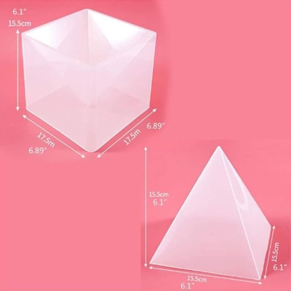 Pyramid Silikonform - Transparent Epoxi Stor plastram Pyramidform för gör-det-själv-hartshantverk som visat