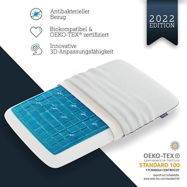 Orthopedisk kudde - Technogel - HWS - Kylgel - Antibakteriell - Hypoallergenisk