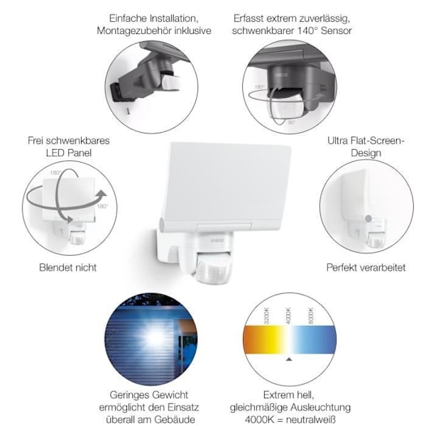 STEINEL - Utomhusstrålkastare med sensor - XLED Home 2 S - 13,7W 3000K IP44 - Svart Svart