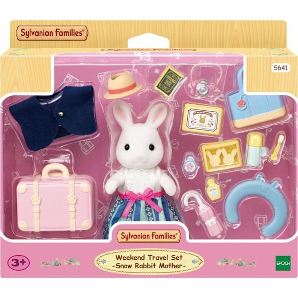 Miniatyrfigur - Mamma Snow Rabbit och hennes helgresväska - SYLVANIAN FAMILIES Flerfärgad
