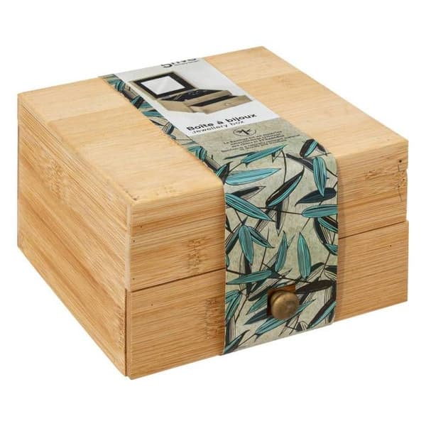 Liten smyckeslåda med spegel i bambu - 5five beige