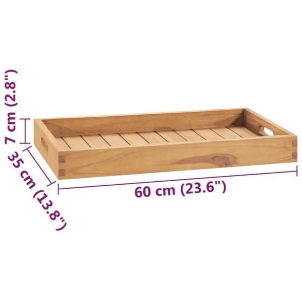 vidaXL Serveringsbricka 60x35 cm Massiv teak Brun