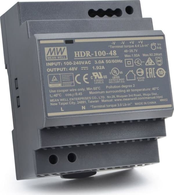 Matning - Mean Well - HDR-35-48 - 48V - DIN-skena TH35 - 100W