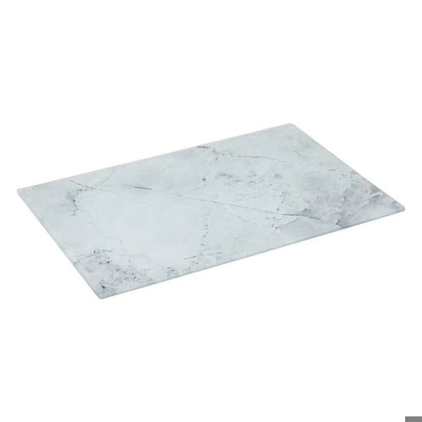Skärbräda glas 30x20cm vit marmor effekt Vit