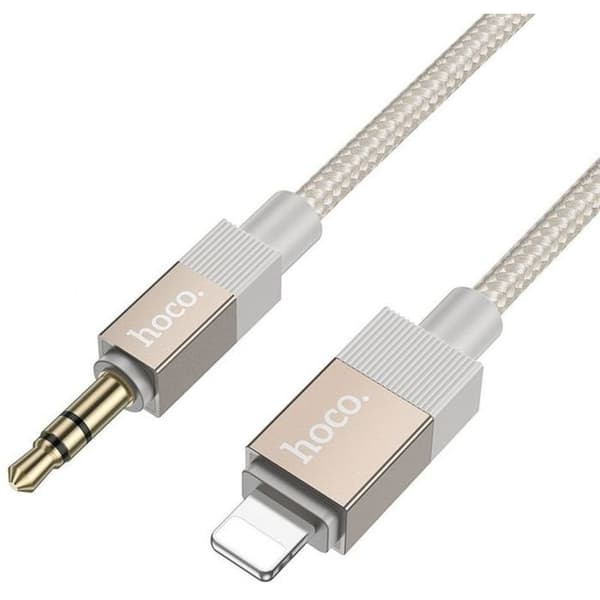 Ljud- och videoadapter Hoco 3,5 mm AUX-kabel (hane) till Lightning (hane) 1 m UPA32A guld