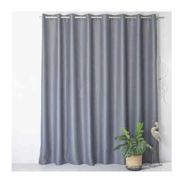 Mörkläggningsgardin - OBSKUR - 300 x 240 cm - Grå - Metallöglor - 100% polyester Kolgrå