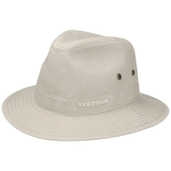 Stetson Bucket Hat, resenärsmössa i ekologisk bomull för män - i soltyg med foder vår-sommar Ljusbeige XL