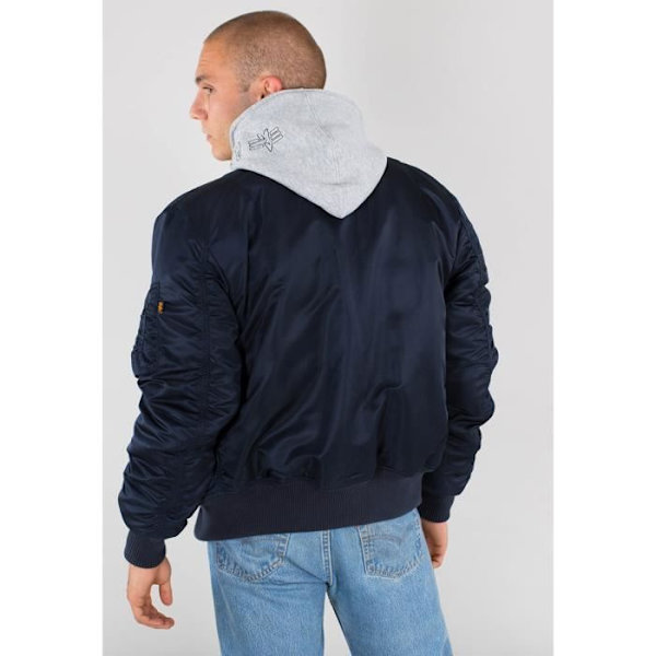 Jacka - Alpha Industries - MA-1 D-Tec - Mörkblå - Långa ärmar - Huva Mörkblå M