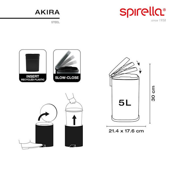 Poubelle à pédale Acier AKIRA 5L Grön matt Spirella Grön