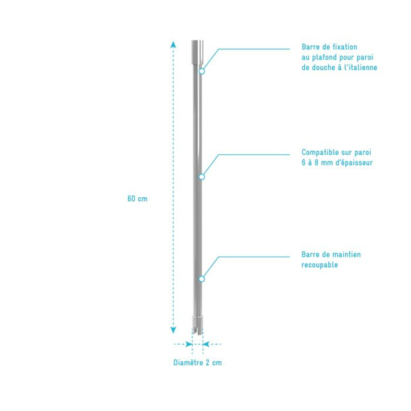 Takfäste för duschkabin - TAKFÄSTBÅNG 60cm Klippbar Grå