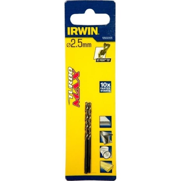 Metallborrar - IRWIN - Turbomax - 2,5 mm - Snabbstål - 2-pack