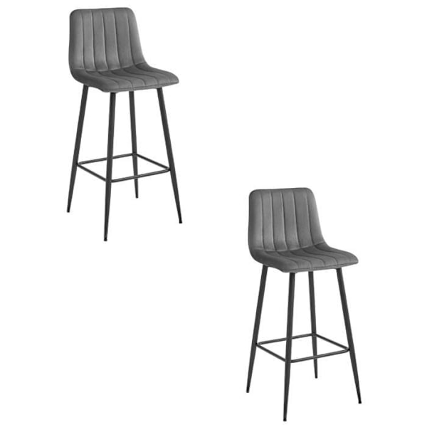MADAME MEUBLE | Set av 2 Barstolar POZZA | Ergonomisk Design | Mörkgrå Sammet mörkgrå
