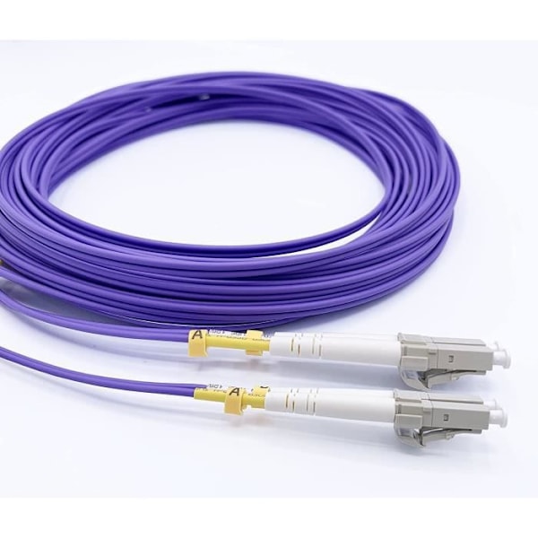Elfcam® - Fiberoptisk kabel LC/UPC till LC/UPC OM4 Multimode Duplex, Fiberoptisk patchkabel 50/125um LSZH (200M)