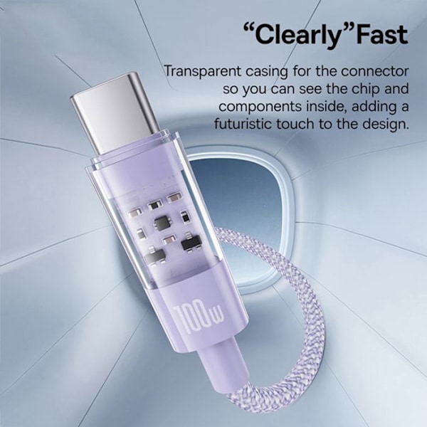 USB-kabel till Type-C, Super Snabb Laddning 100W, 1m - Baseus Gem (P10373002511-00) - Nebula Lila