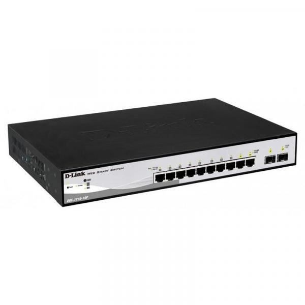 Switch - D-Link - DGS-1210-10P/E - 8 portar PoE RJ-45 - 2 portar SFP - Gigabit Ethernet