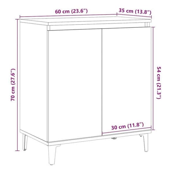 vidaXL Buffé ek hantverk 60x35x70 cm ingenjörsträ 856479