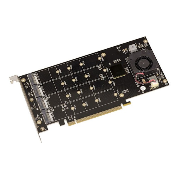 M2 PCIe x16 Controller Card för 4 M.2 NVMe M Key SSDs med PLX8747 Chipset - 128GB Max bandbredd 16000MB/s