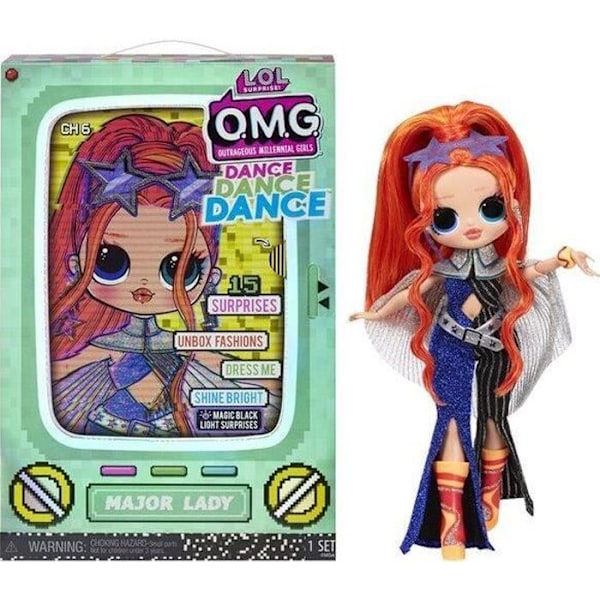 LOL Surprise OMG Dansmodedocka 24 cm Major Lady - 15 överraskningar - Ålder 4+