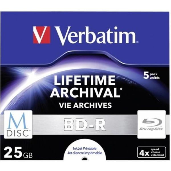 1x5 Verbatim M-Disc BD-R Blu-Ray 25GB 4x hastighet,...