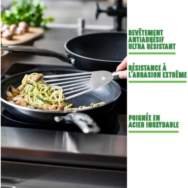 GREENCHEF Berlin Rocks Wok - Alla brännare + induktion - Ø 28 cm - Keramik Grå