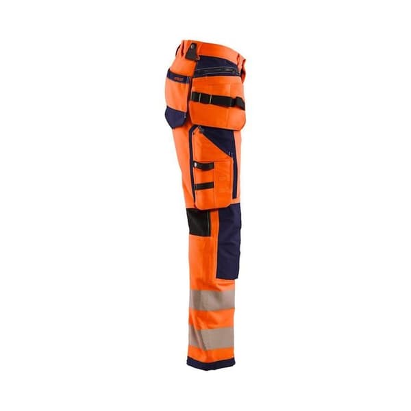 Blaklader 4D stretch arbetsbyxor med hög synlighet fluorescerande orange/marinblå 48