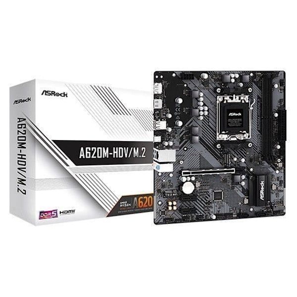 ASRock A620M-HDV/M.2+ AMD AM5 MATX detaljhandel () - 90-MXBLK0-A0UAYZ