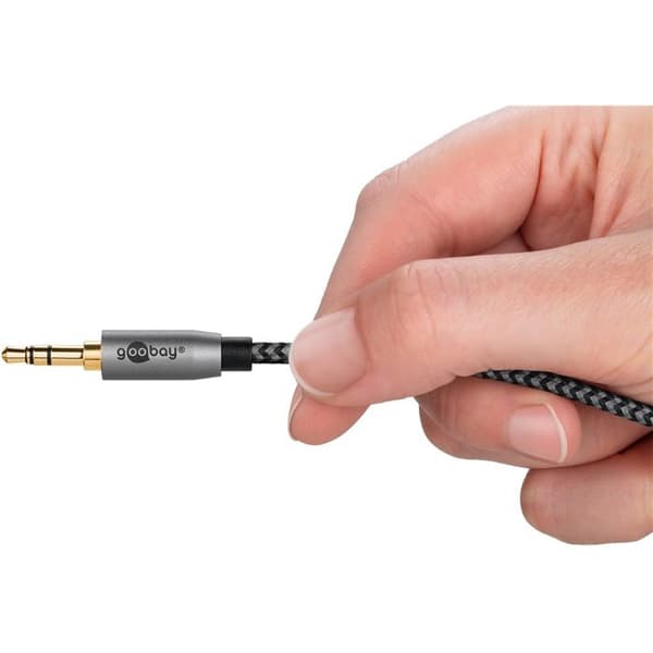 GOOBAY Ljudkabel Jack 3.5 - 2 RCA-hanar guld nylon flätad 3m