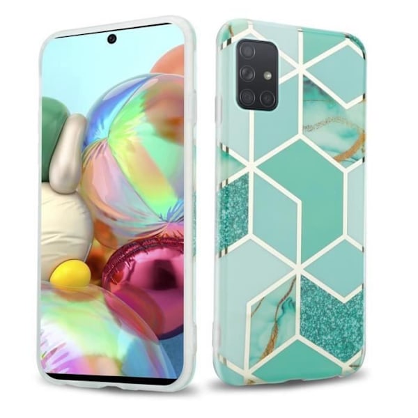 Coque - CADORABO - Samsung Galaxy A71 5G - Marmor Guld Grön Ljus - Halkfri - Mjuk Eller, Ljusgrön