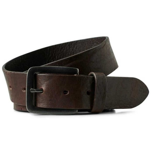 Bälte - Jack & Jones - Victor Läder - Läder av nötkreatur - Bredd 3,5 cm - Rockstil Svart 90 cm