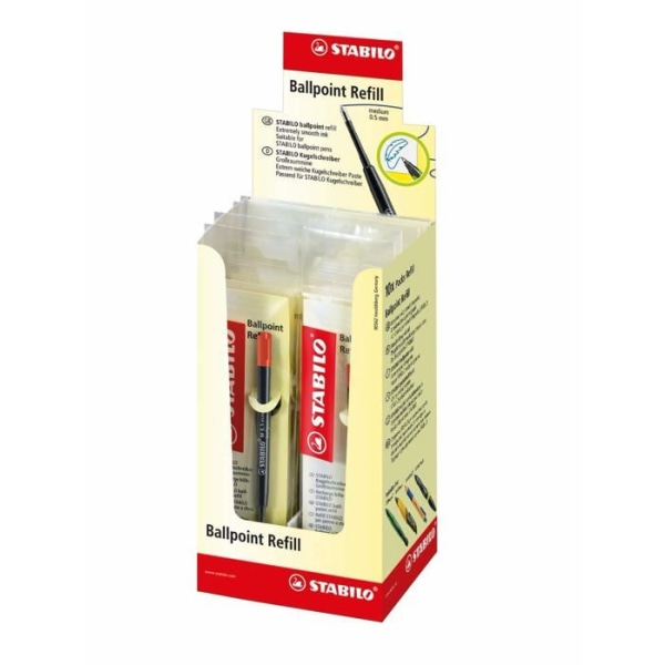 Penna - pennsats - refill Stabilo 2/040-02 Box med 10 ekoförpackningar med kulspetspåfyllning i rött bläck